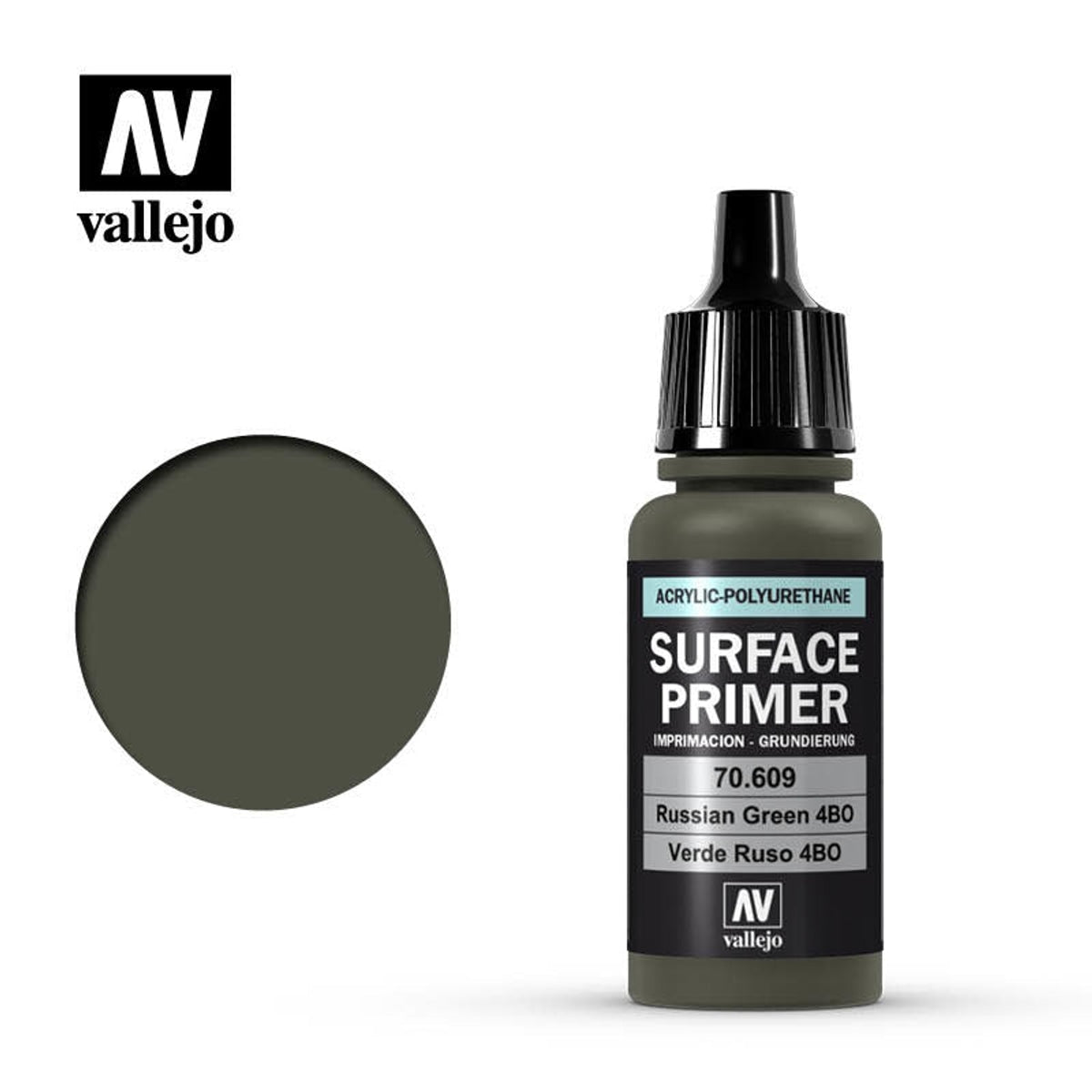 Vallejo 70609 Surface Primer Russian Green 4BO Acrylic Polyurethane 17mL NIB