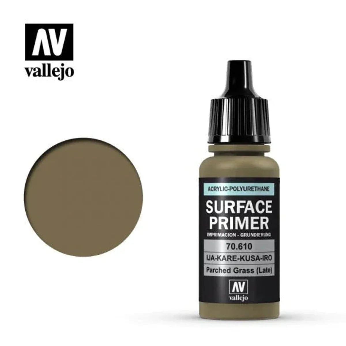 Vallejo 70610 Surface Primer Parched Grass (Late) Acrylic Polyurethane 17mL NIB