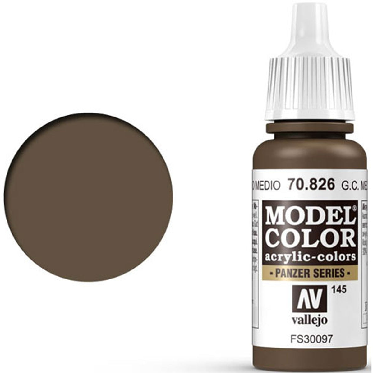 Vallejo 70826 Model Color German Camouflage Medium Brown Acrylic Paint 17mL NIB