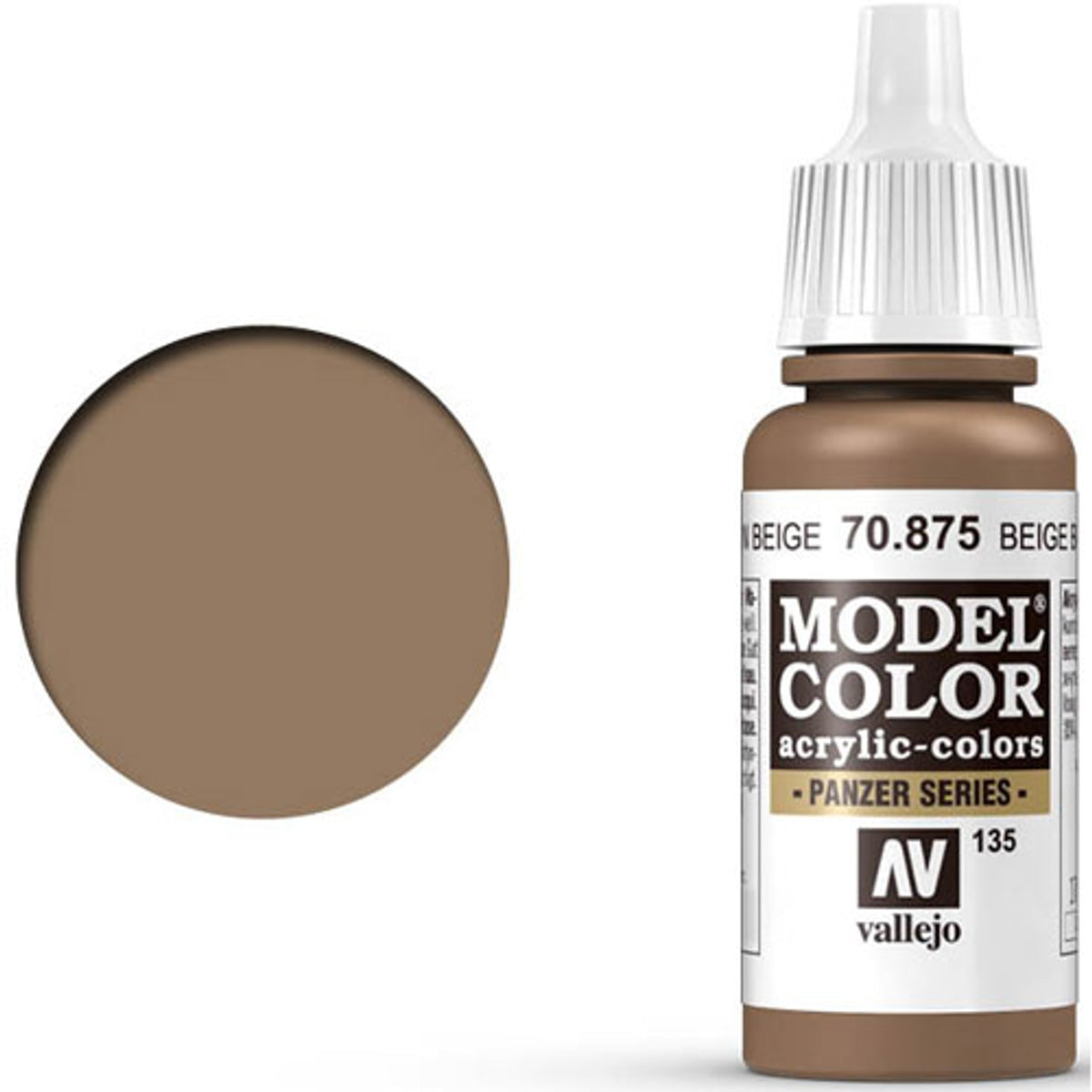 Vallejo 70875 Model Color Beige Brown Acrylic Paint 17mL NIB