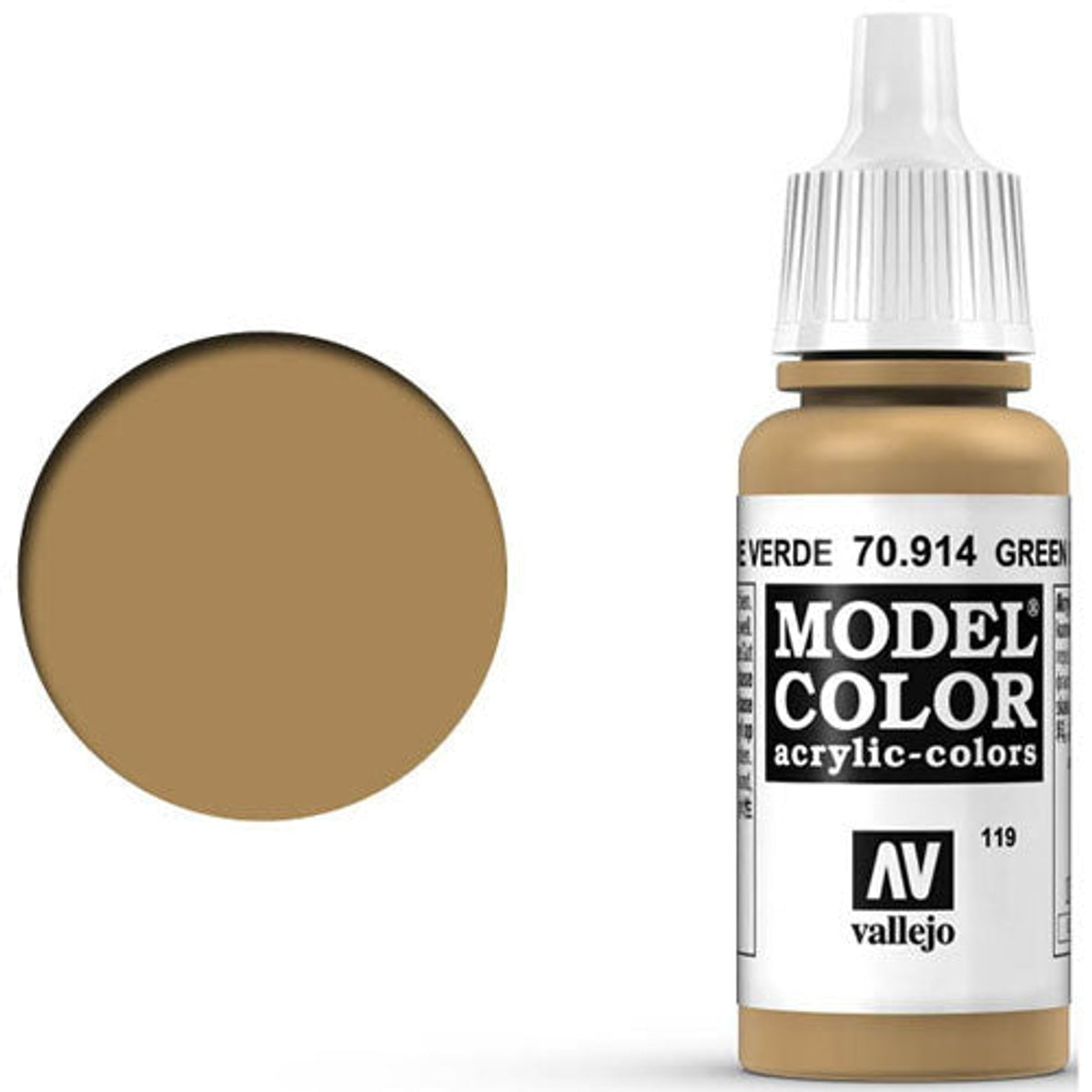 Vallejo 70914 Model Color Green Ochre Acrylic Paint 17mL NIB