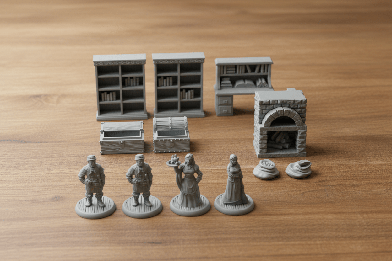 28mm Village Furniture & NPC Set – RPG Tavern Decor