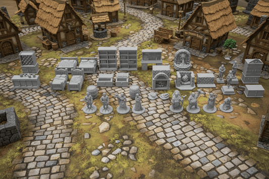 28mm Village Furniture & NPC Set – RPG Tavern Decor