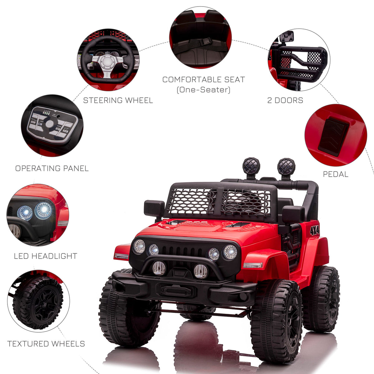 12V Battery Powered Kids Ride On Car Off Road Truck Toy w/ Parent Remote, Black