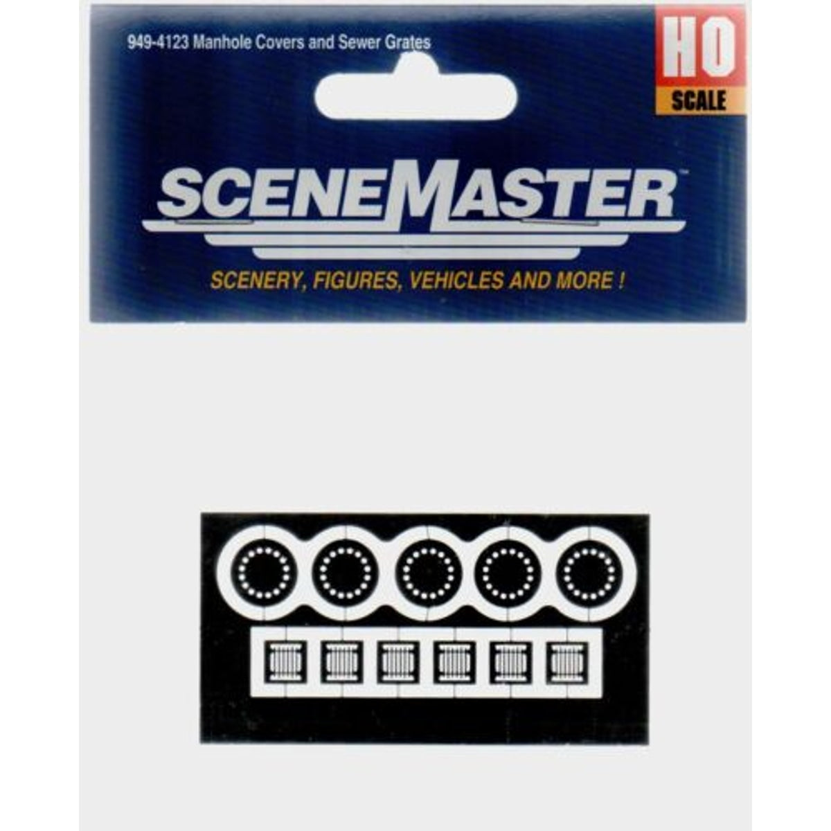 Walthers SceneMaster 949-4123 HO Manhole Covers & Sewer Grates Etched-Metal 4 Manhole Covers & 6 Sewer Grates KIT NIB