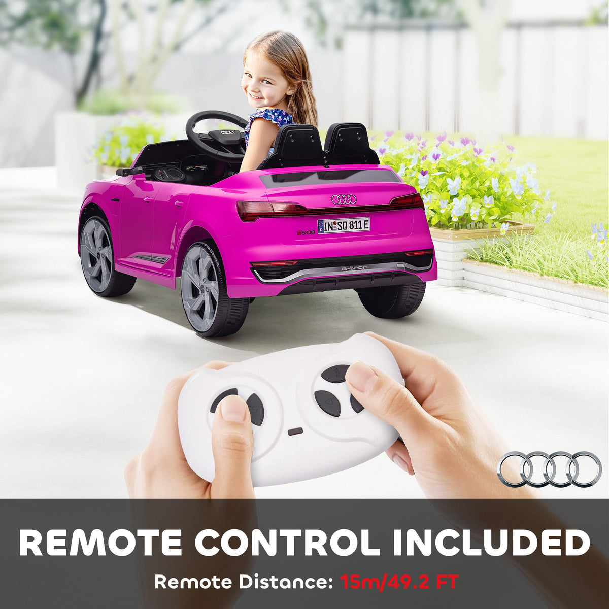 12V Battery Powered Kids Electric Car, Audi Q8 etron Sportback Licensed Ride on Car w/ Remote Control, Black