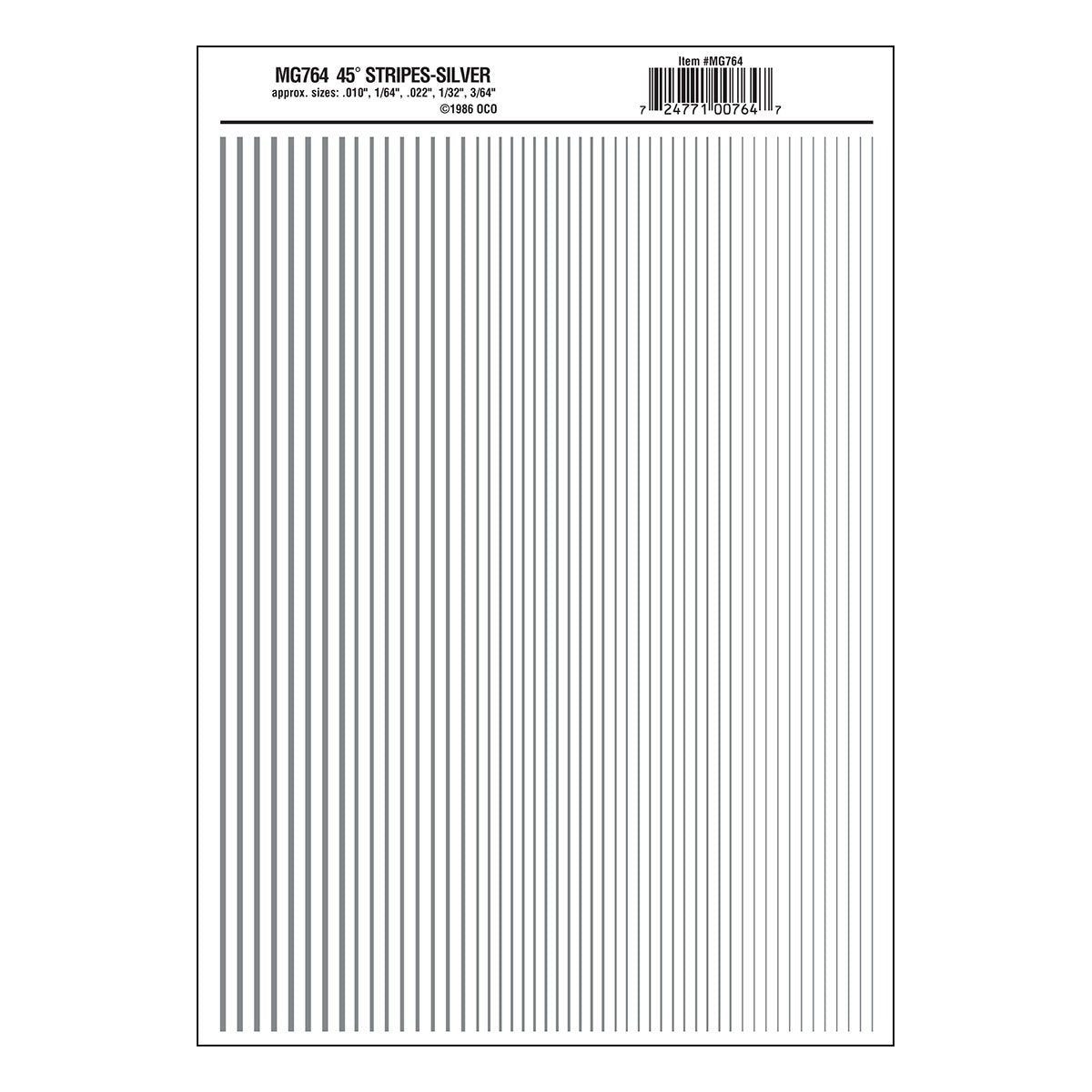Woodland Scenics Model Graphics MG764 HO Dry Transfer Decals Stripes Silver NIB