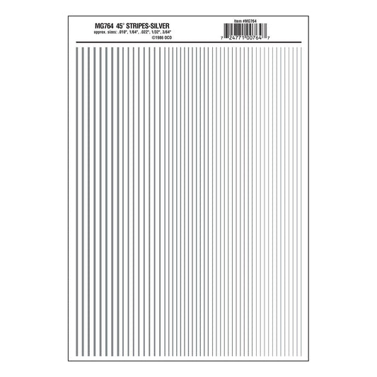 Woodland Scenics Model Graphics MG764 HO Dry Transfer Decals Stripes Silver NIB