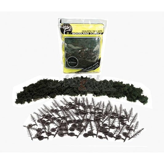 Woodland Scenics Realistic Trees Kits Pines Conifer Green 2-1/2 to 4" 6.4 to 10.2cm Tall Pkg of 42