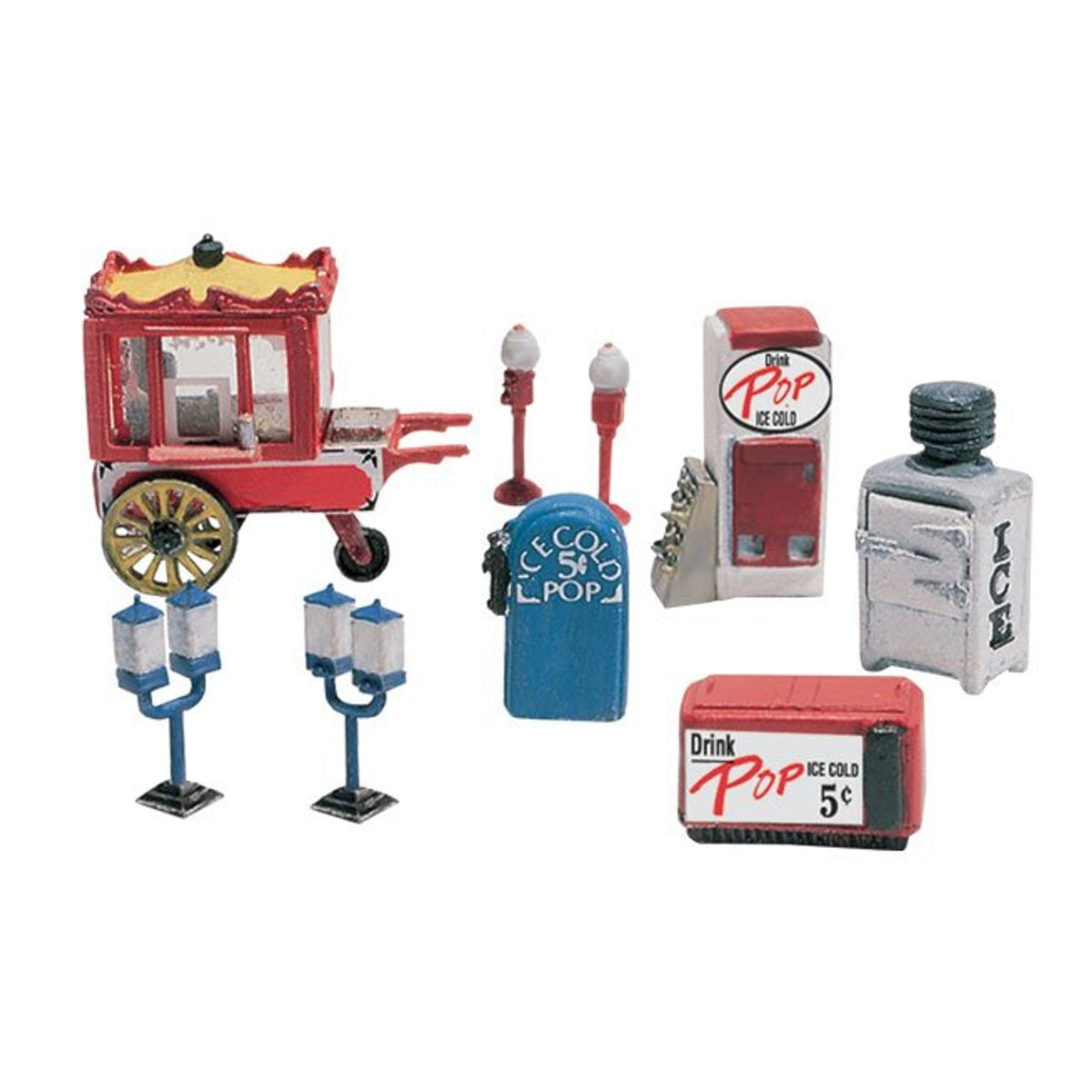 Woodland Scenics Scenic Details Assorted Vending Machines (Ice, Soda, Gum, Popcorn) Unpainted Metal Castings