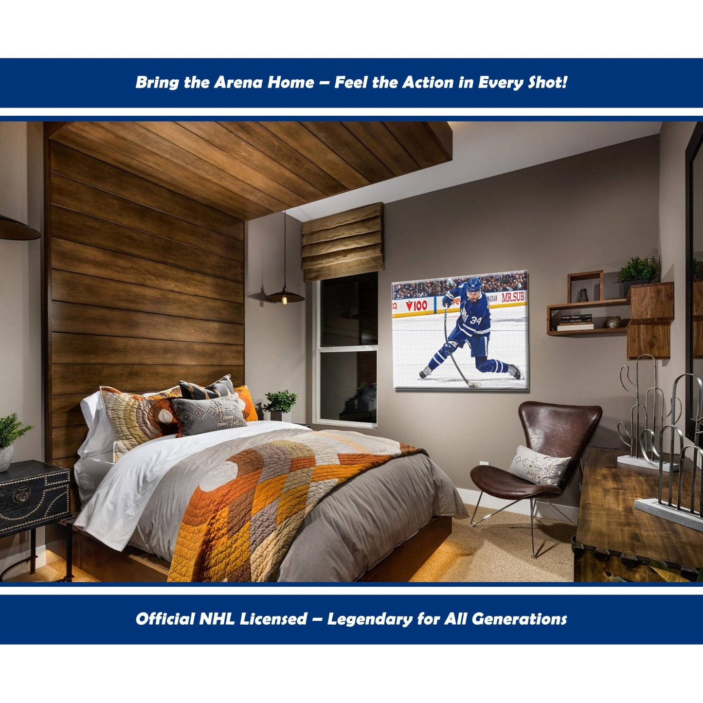 AUSTON MATTHEWS SLAPSHOT TORONTO HOCKEY NHL LICENSED WRAPPED CANVAS – WALL ART DECOR FOR SPORTS ENTHUSIASTS – COLLECTIBLE PRINT TRIBUTE OF STAR PLAYER – OFFICIAL FAN DISPLAY – LEAFS MEMORABILIA GIFT IDEA 16"X20"