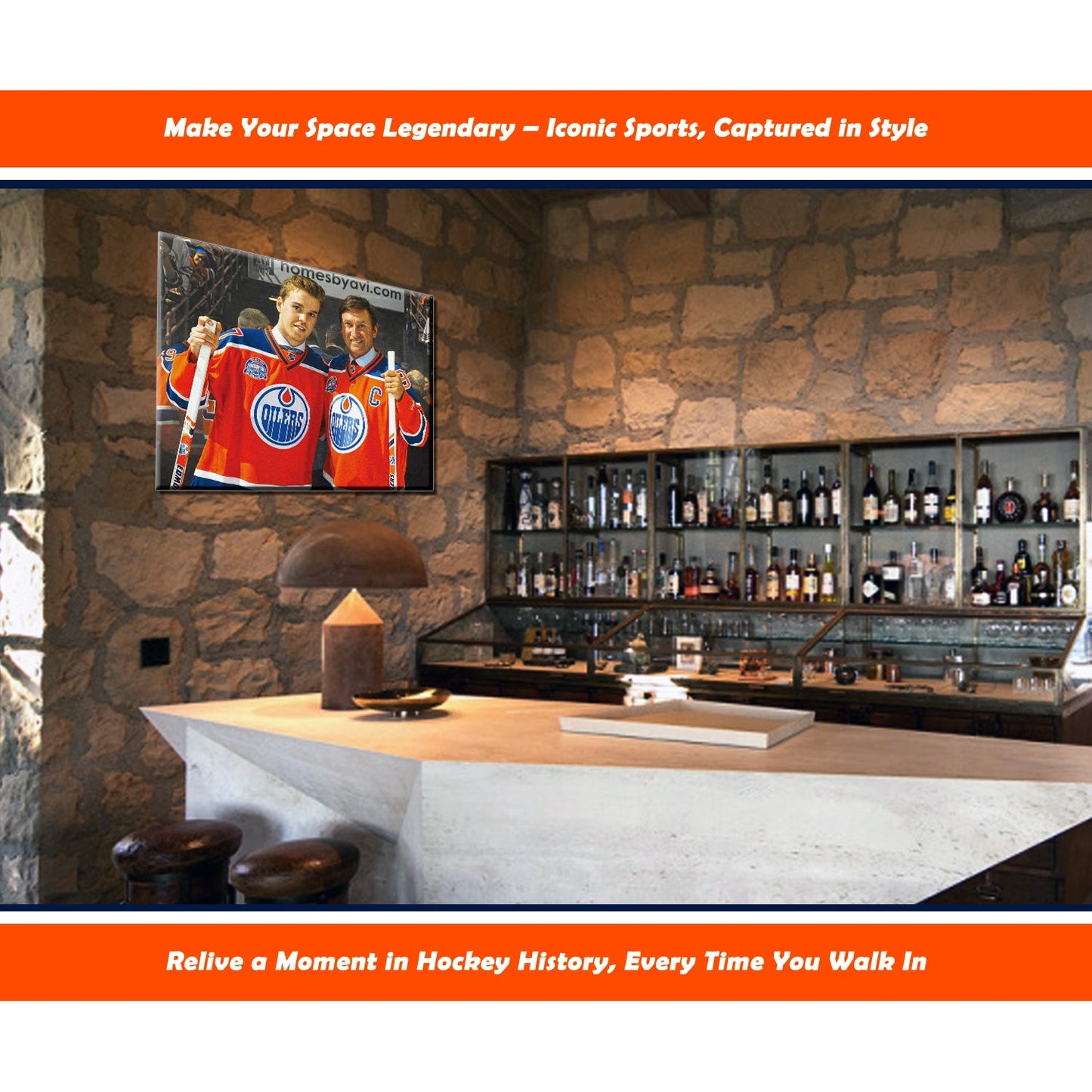 WAYNE GRETZKY AND CONNOR MCDAVID EDMONTON NHL LICENSED COLLECTIBLE WRAPPED CANVAS - HOCKEY LEGENDS ARTWORK WALL DECOR OILERS MEMORABILIA SPORTS GIFT ICON DISPLAY (16"X20")