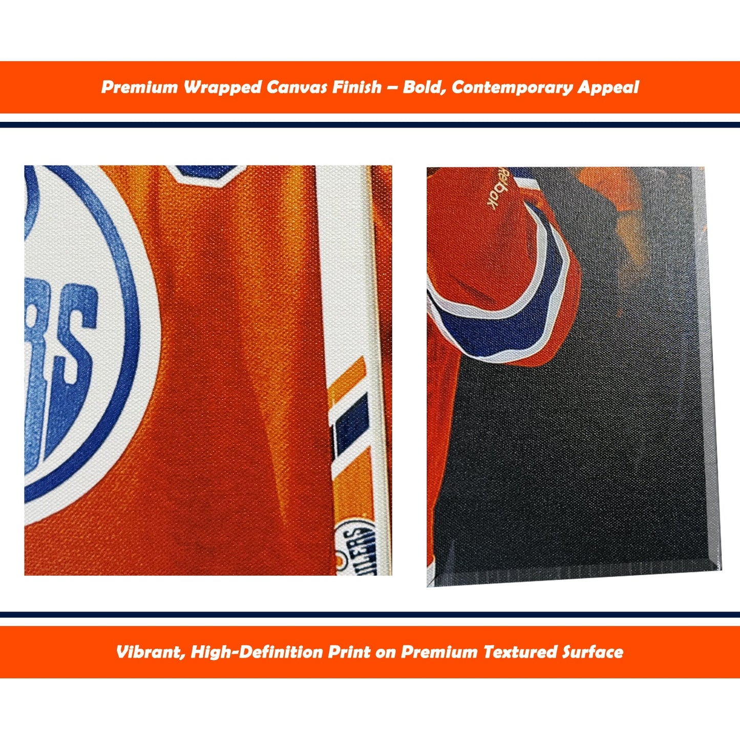 WAYNE GRETZKY AND CONNOR MCDAVID EDMONTON NHL LICENSED COLLECTIBLE WRAPPED CANVAS - HOCKEY LEGENDS ARTWORK WALL DECOR OILERS MEMORABILIA SPORTS GIFT ICON DISPLAY (16"X20")
