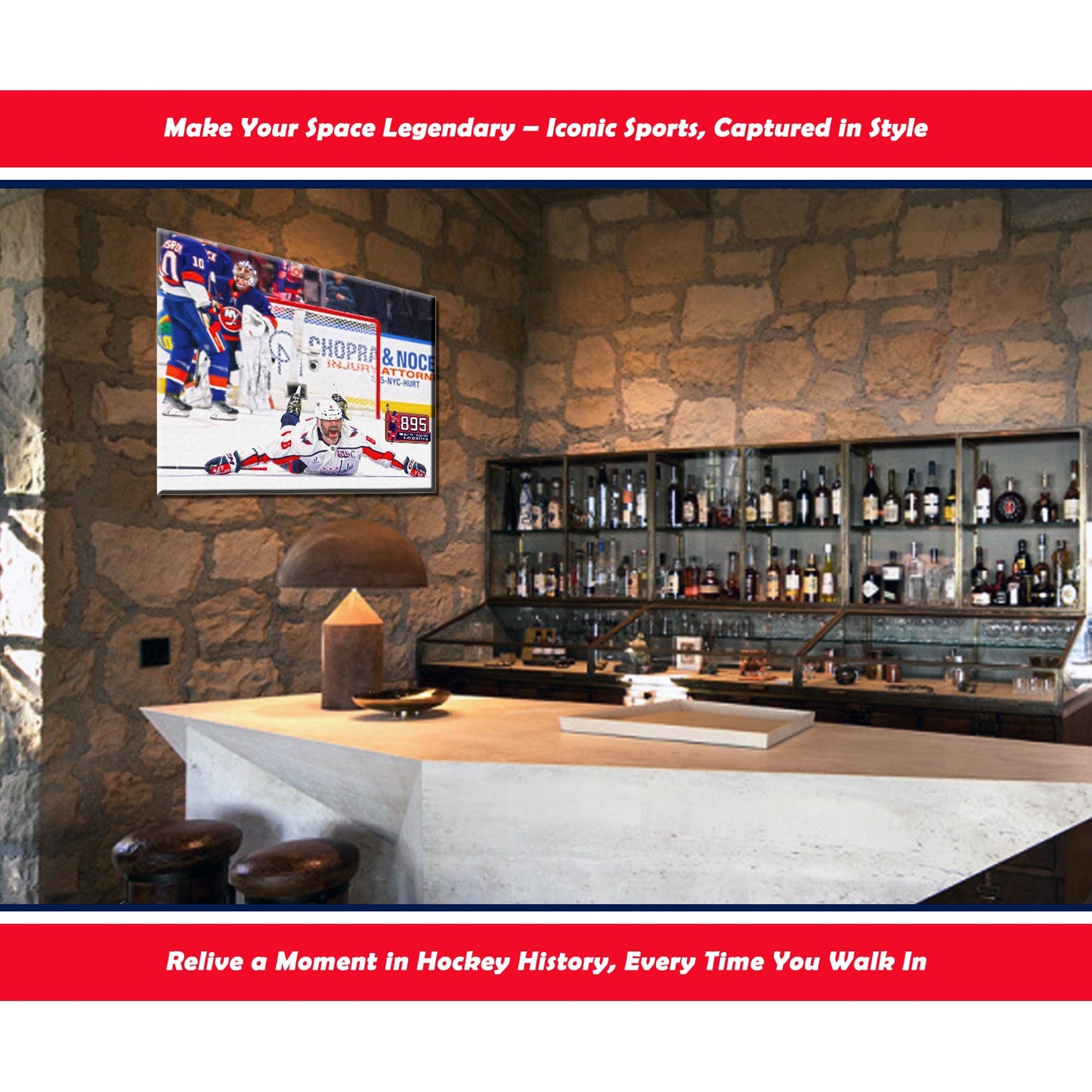 ALEXANDER OVECHKIN RECORD BREAKING GOAL #895 NHL WASHINGTON NHL LICENSED COLLECTIBLE WRAPPED CANVAS POSTER MEMORABILIA WALL ART CAPITALS HOCKEY THE GREAT 8 (20" BY 16")