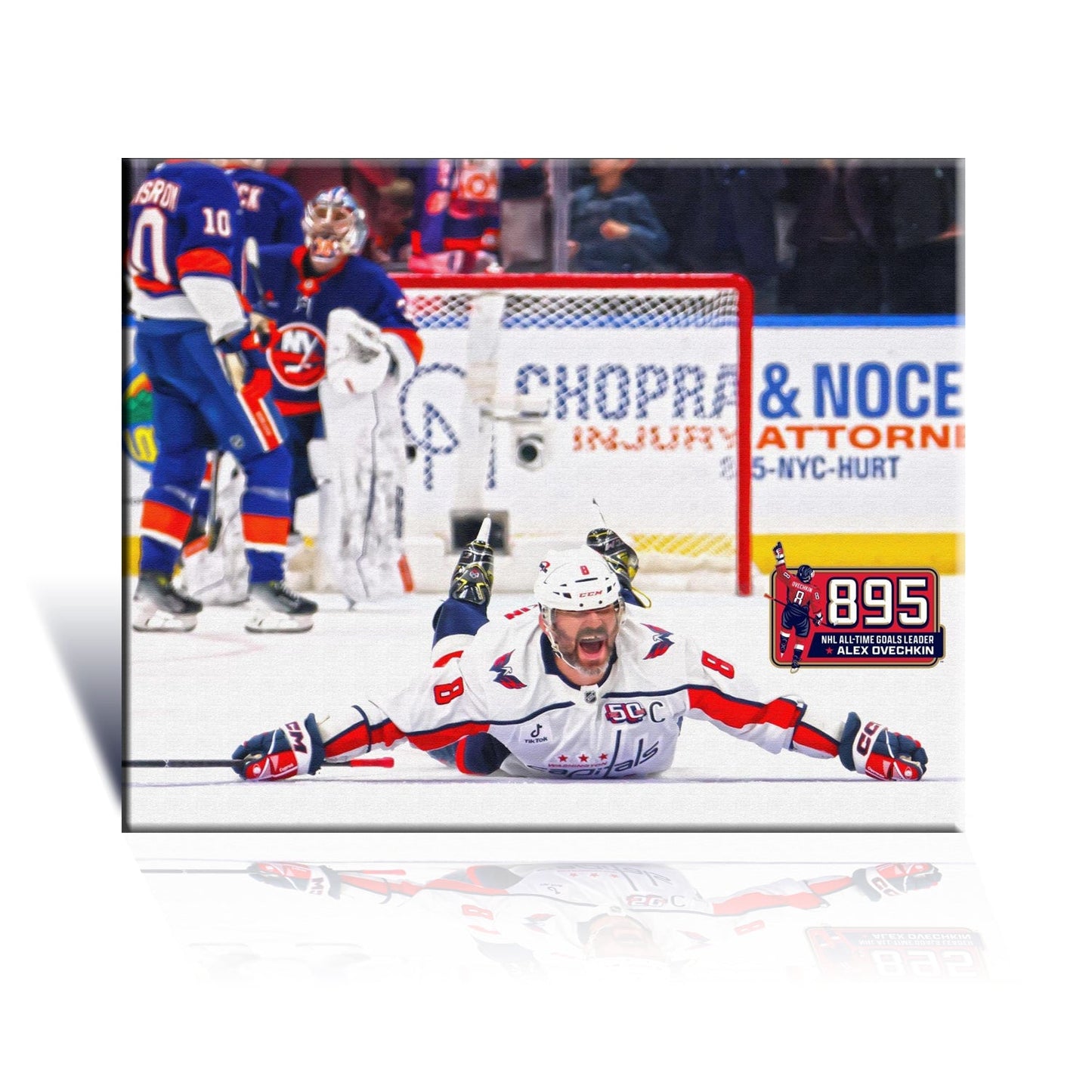 ALEXANDER OVECHKIN RECORD BREAKING GOAL #895 NHL WASHINGTON NHL LICENSED COLLECTIBLE WRAPPED CANVAS POSTER MEMORABILIA WALL ART CAPITALS HOCKEY THE GREAT 8 (20" BY 16")