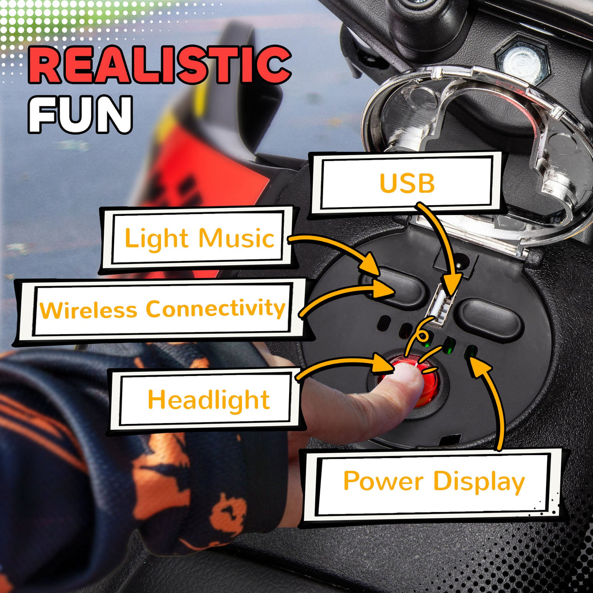 12V Aprilia Licenced Kids Electric Motorcycle, Battery-Powered Dirt Bike with Training Wheels for Aged 3-8, Red
