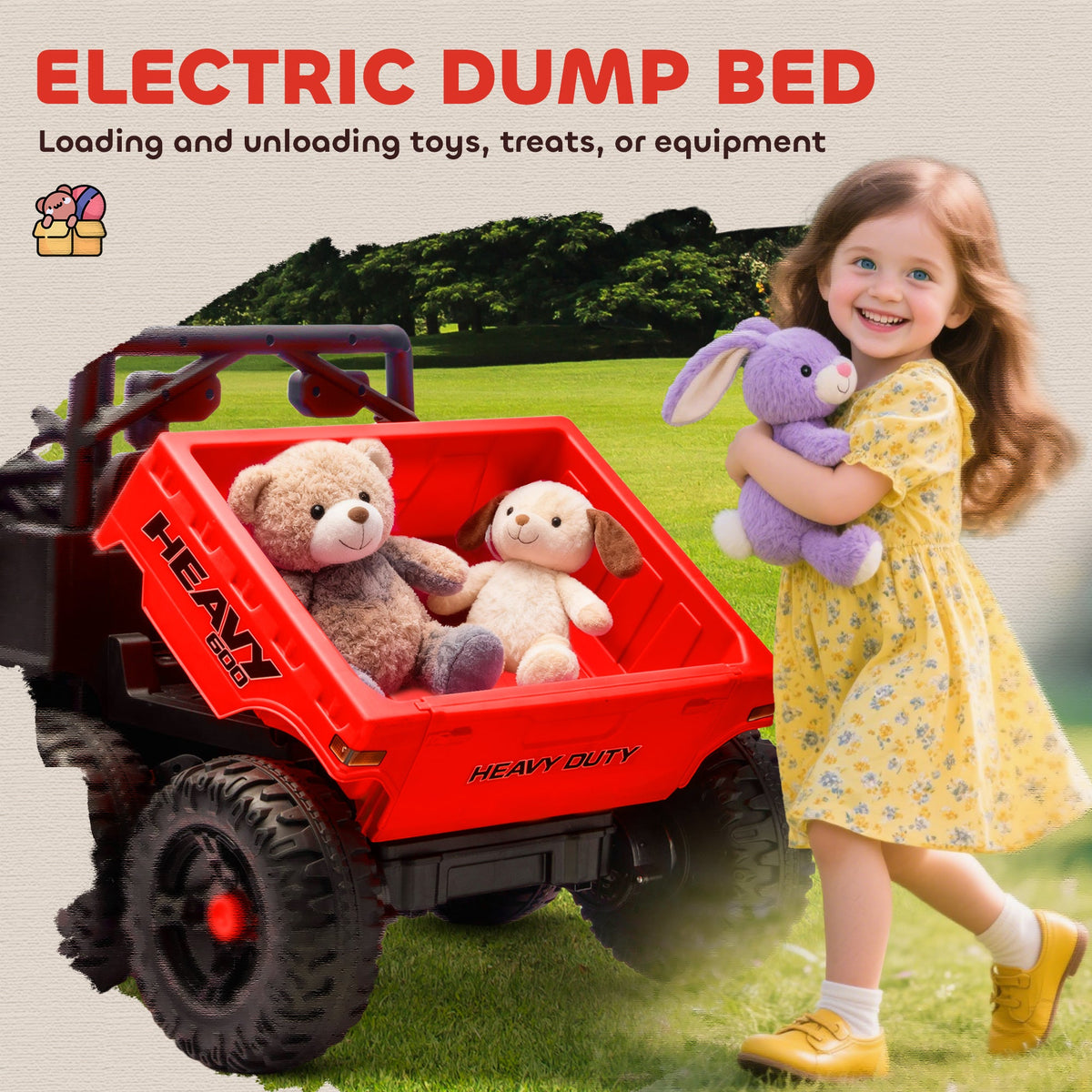 24V 4WD Kids Ride On Truck with 6 Wheels Electric Ride On Car with Remote, Dump Bed for 3-8 Years, Green