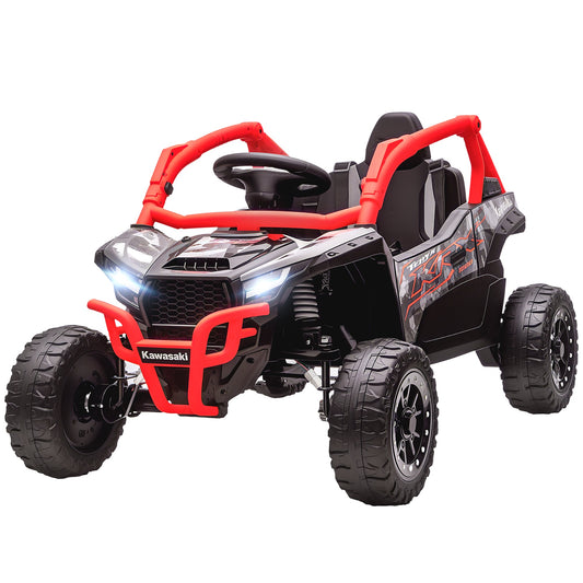 12V Ride on Truck, Licensed KAWASAKI TERYX KRX 2WD Kids Electric Car with Rear Suspension for 3-8 Years, Red