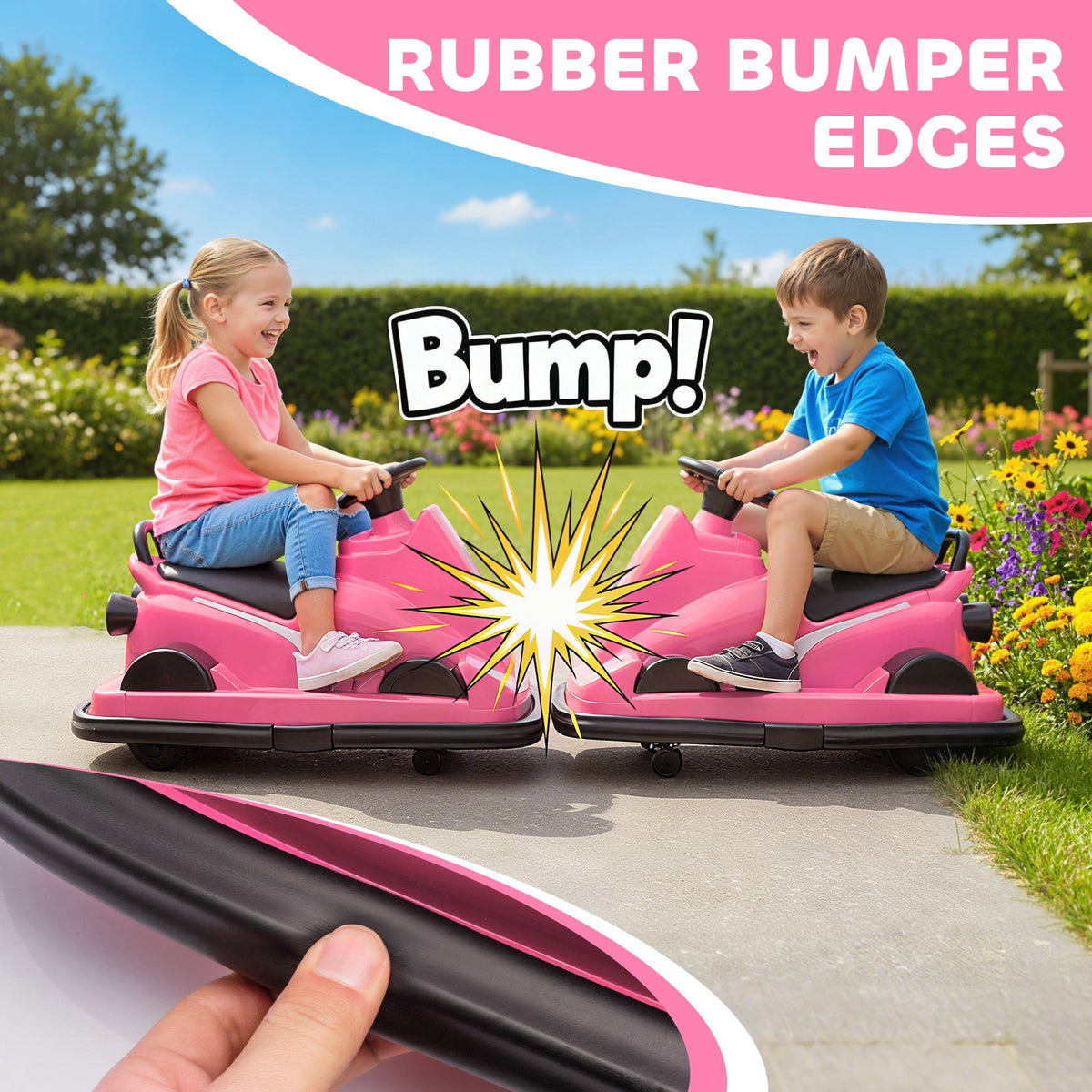 Bumper Car for Kids, 6V Battery Powered Bumping Car with 360 Degree Spin, Dual Motors, Music, for 3-8 Years, Blue