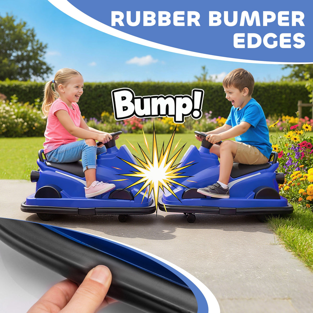 Bumper Car for Kids, 6V Battery Powered Bumping Car with 360 Degree Spin, Dual Motors, Music, for 3-8 Years, Blue